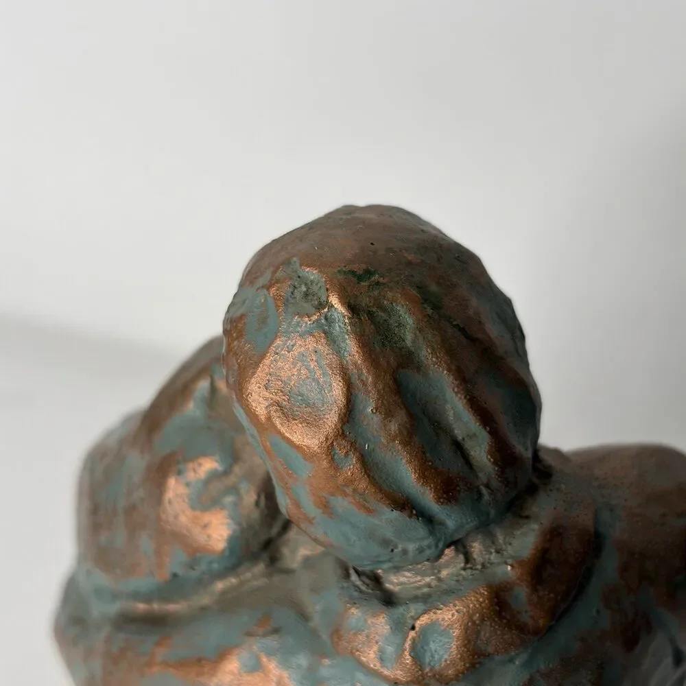 Metal Sculpture Figure Embracing Mother Father Baby 7